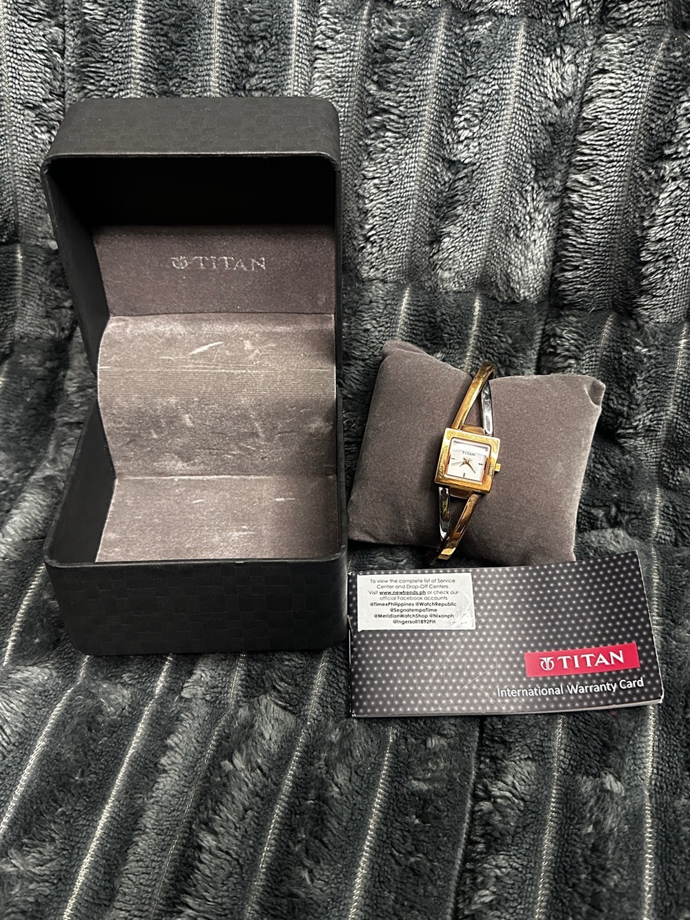 Titan Two-Tone Square Dial Women’s Bangle Watch - Gold and Silver